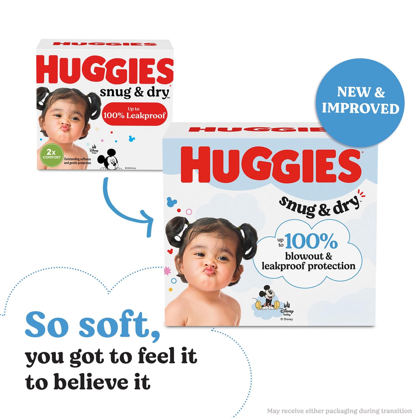 Huggies Size 1 Diapers, Snug & Dry Newborn Diapers, Size 1 (8-14 lbs), 38 Count, Packaging May Vary