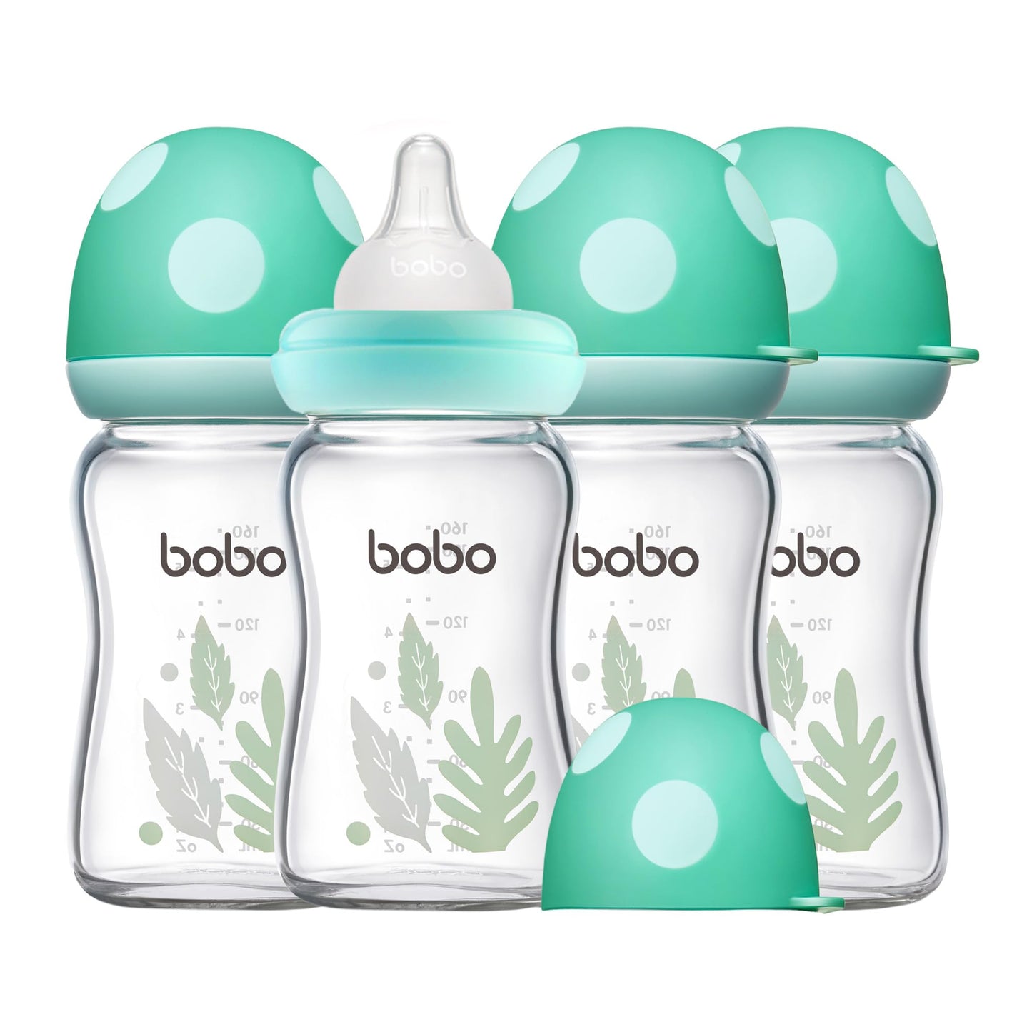 YOHKOH Natural Glass Baby Bottle with Natural Response Nipple, Newborn Anti-Colic Baby Bottles, Wide Neck Mushroom Cap Baby Bottle, Clear (8.8ounce (Pack of 4), Multicolour1)