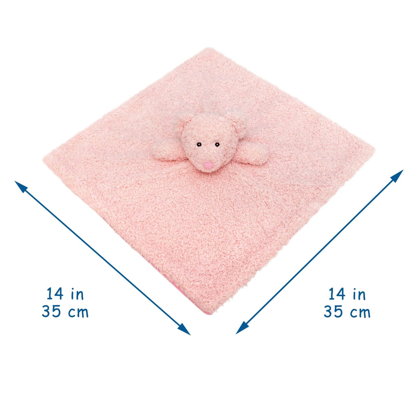 Baby Brown Teddy Bear Soft Stuffed Animal Security Blanket, Plush Bear Character Lovey Blanket, Baby Shower/Nursery Gift, Newborn Infant Toddler Snuggle Blankie for Boys Girls, 14 Inches