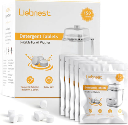 150Pcs Bottle Washer Tablets for Baby Bottle Washer, Detergent Tablets Compatible with Momcozy, Baby Brezza, Grownsy Bottle Washers, Safe & Residue Milk Free