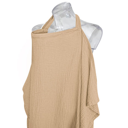 Konssy Muslin Nursing Cover for Baby Breastfeeding, Breathable 100% Cotton Breastfeeding Cover with Rigid Hoop for Mother Nursing Apron, Multi-use Carseat Canopy (Summer Wheat)