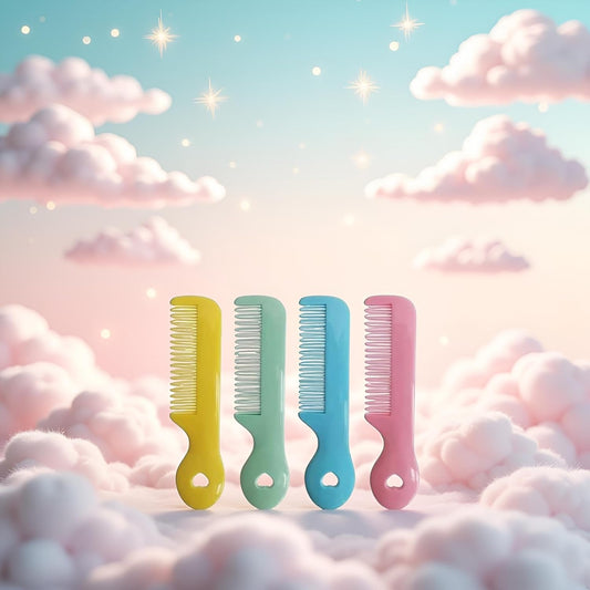 Pack Of 4 Round Tip Bristles Baby Cute Comb Baby Grooming For Sensitive Scalp Skin, for Nursery Newborn Infant Girl Boy Kids Comb Baby