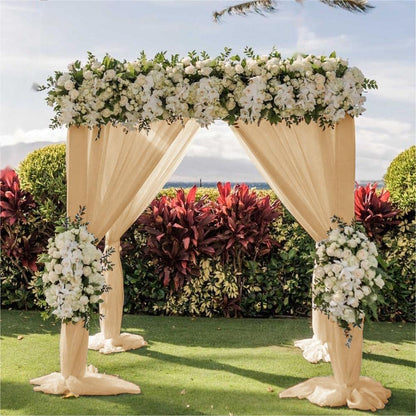 Wedding Arch Draping Fabric 2 Panels 30'' x 18FT Sage Green Sheer Chiffon Arch Drapery for Bridal Shower Backdrop Outdoor Party Church Ceremony