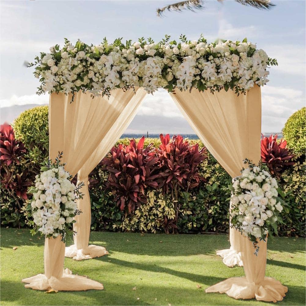 Wedding Arch Draping Fabric 2 Panels 30'' x 18FT Sage Green Sheer Chiffon Arch Drapery for Bridal Shower Backdrop Outdoor Party Church Ceremony