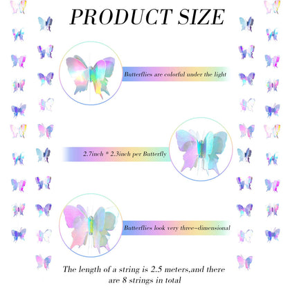 Zonon 4 Pieces 3D Butterfly Hanging Garlands Decoration Butterfly Paper Party Streamers Backdrop for Graduation Wedding Birthday Fairly Baby Shower Party Decorations