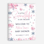 Personalized A Little Snowflake Is On The Way Welcome Sign, Pink, Girl, Winter Baby Shower Canvas