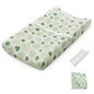 Blissful Diary Muslin Baby Changing Pad with Waterproof Lining Foam, Diaper Changing Table Pad with Cover for Dressers (Monstera, Avocado)