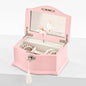 Wooden Musical Jewelry Box for girls with Mirror and Key Lock, Gift for Kids on Birthdays and Holidays (Pink, Small) (Beige, Small)