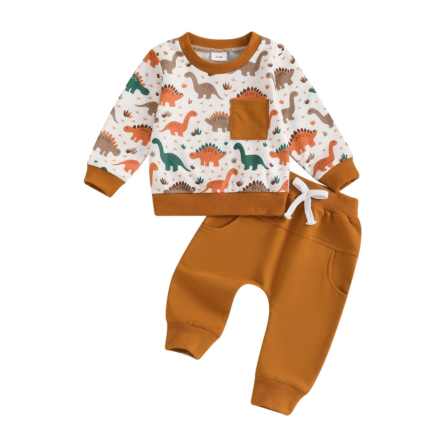 MA&BABY Toddler Boys Clothes Dinosaur Print 6 12 18 24 Months 3T 4T Outfits Long Sleeve Pullover Jogger Pant 2PC Sets