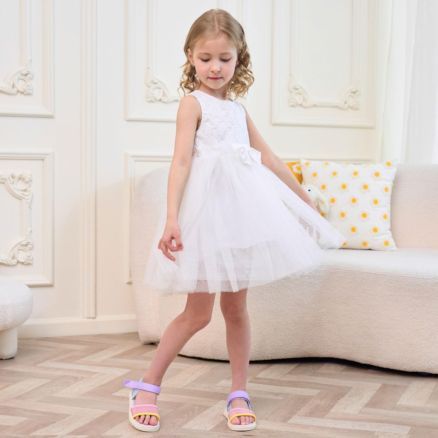 Toddler Girls Sandals Open Toe Summer Kids Sandals with Adjustable Ankle Strap for Toddler and Little Kids