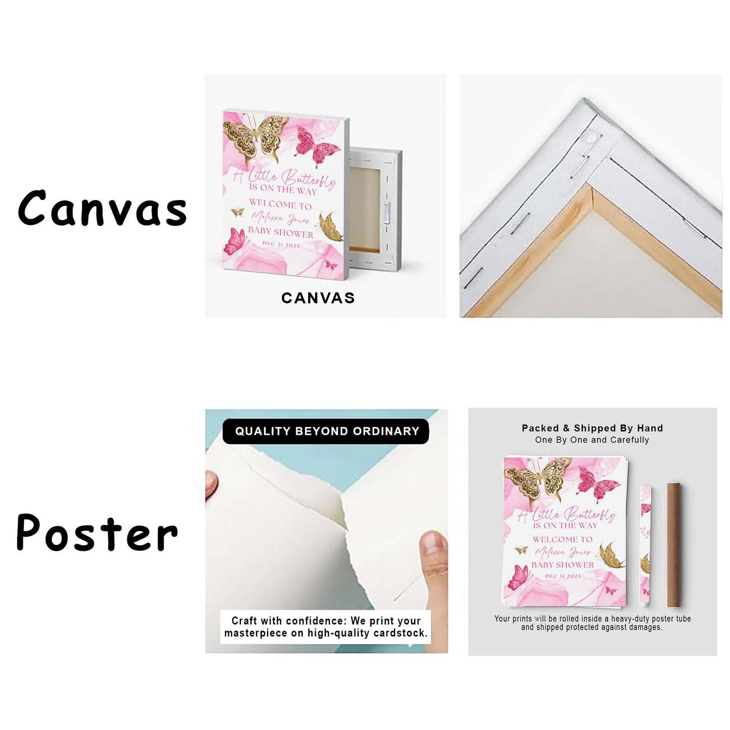 Personalized A Little Snowflake Is On The Way Welcome Sign, Pink, Girl, Winter Baby Shower Canvas