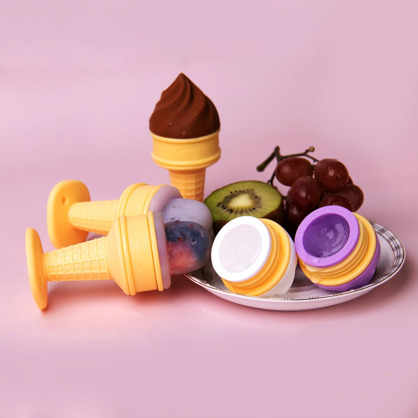 Smily Mia Freezer Teether for Babies 12-18Months,Freezable Ice Cream Toy for 6-12Months Babies,Cold Water Soother for 3-6Months for Teething Pian Relief,Cream White