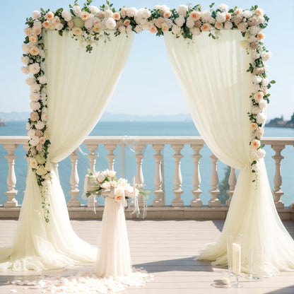 Champagne Tulle Backdrop Curtain for Parties Wedding 10ft×8ft Champagne Sheer Backdrop Curtains for Baby Shower Bridal Shower Reception Birthday Party Christmas Photoshoot Decorations 2 Panels