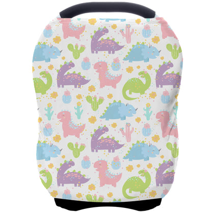 Car Seat Covers Canopy Cover - Multi-use Cover Carseat Canopy, Breathable Breastfeeding Cover, Car Seat Covers for Bbies, Boys & Girls Shower Gifts (Dark Blue Dinosaur)