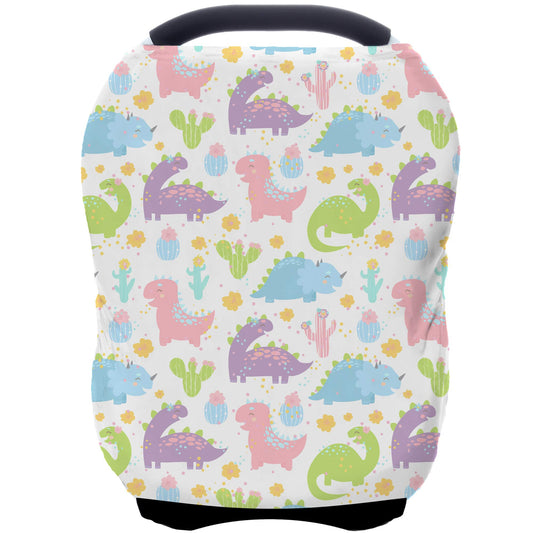 Car Seat Covers Canopy Cover - Multi-use Cover Carseat Canopy, Breathable Breastfeeding Cover, Car Seat Covers for Bbies, Boys & Girls Shower Gifts (Dark Blue Dinosaur)