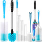 Holikme Bottle Brush Tube Cleaning Lab Set with Long Handle, Cup Cleaner for Washing Narrow Neck Beer Wine Decanter Pipes Lids Sinks Cap Covers, White