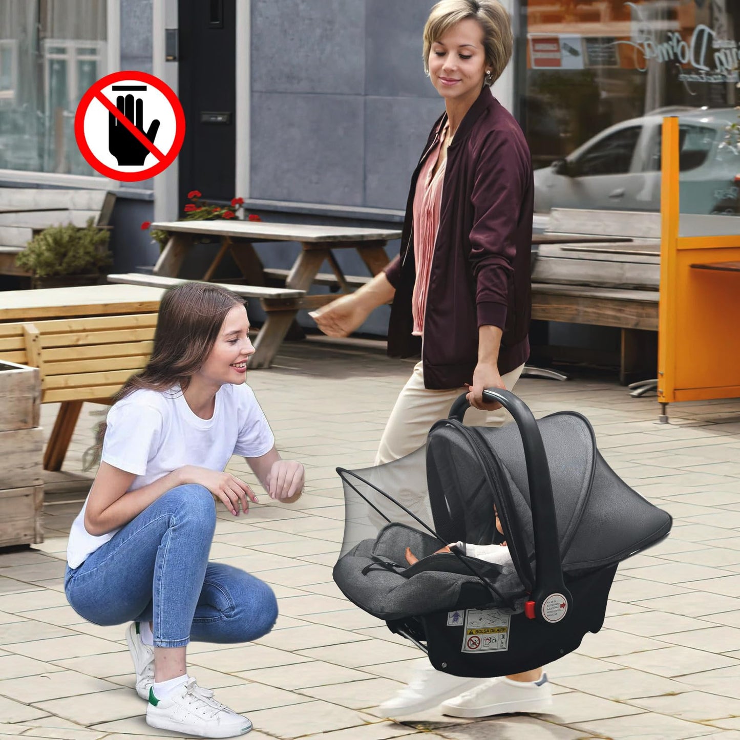 Universal Car Seat Canopy, Baby Car Seat Cover, Mosquito Net with Sunshade & Zipper - Breathable Mesh Infant Bug Net for Baby | Elastic Edge, Portable & Machine Washable
