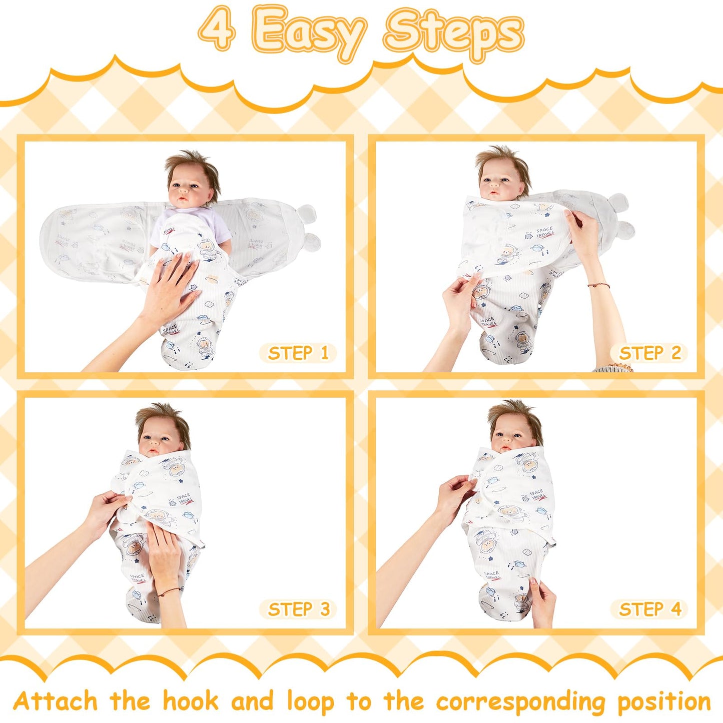 Ramede 6 Pack Baby Swaddle Blanket with Hats Sleep Swaddle for 0-3 Months Newborn Sacks Soft Cotton Wearable for Boy Girl