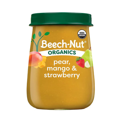 Beech-Nut Organics Stage 2 Organic Baby Food, Pear Mango & Strawberry, 4oz Jar (10 Pack)