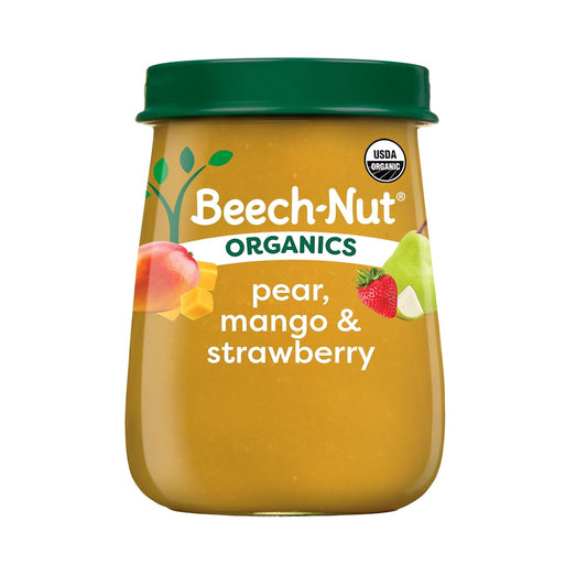 Beech-Nut Organics Stage 2 Organic Baby Food, Pear Mango & Strawberry, 4oz Jar (10 Pack)