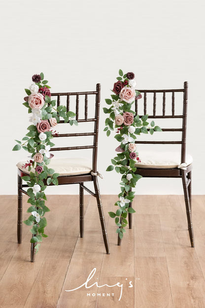 Ling's Moment 10pcs Wedding Chair Decorations Aisle Floral Swag Artificial Pew Flowers Hanging Garland Pink Blush & Cream For Ceremony Reception Church Rose Floral Faux Arrangement Party Outdoor Decor