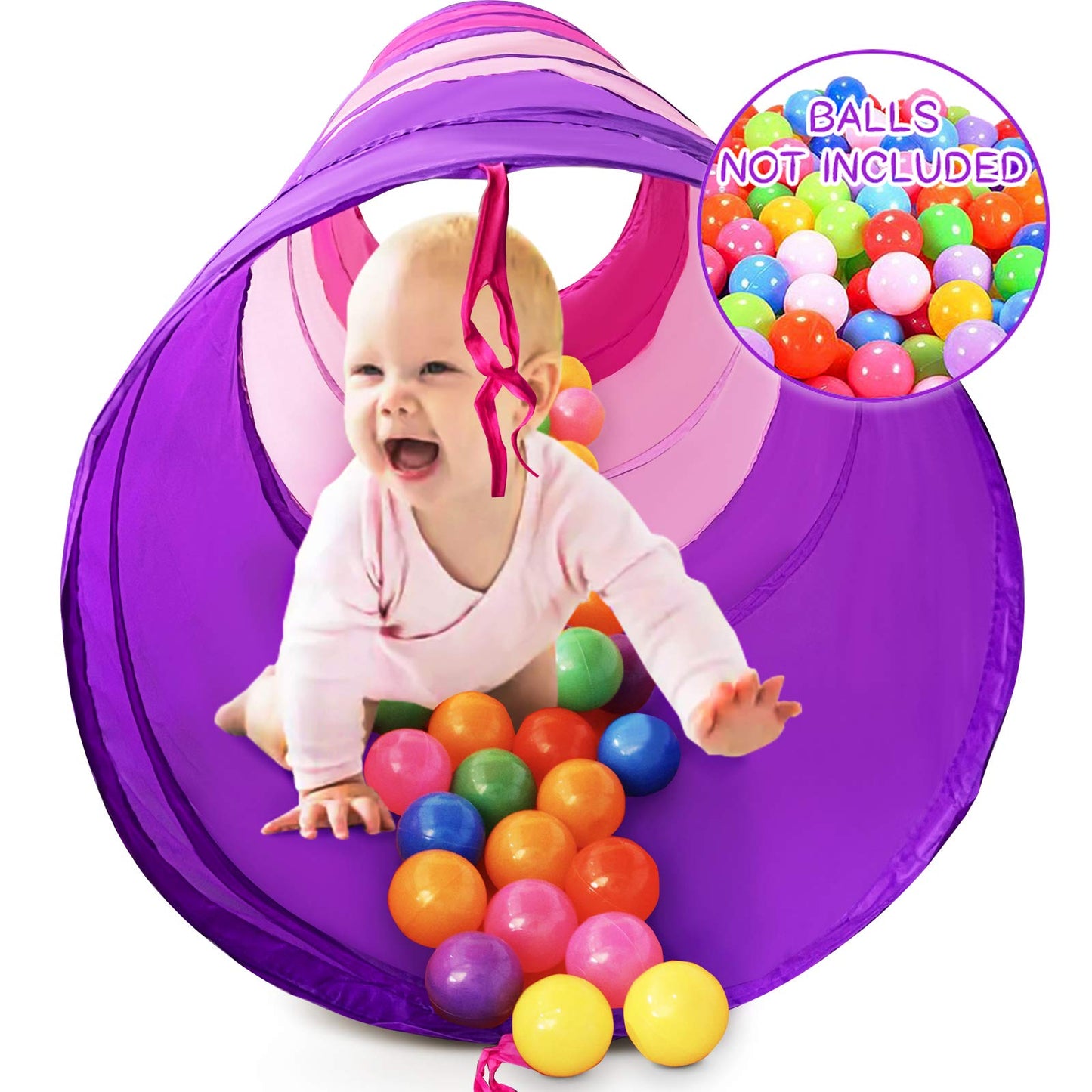PigPigPen Pop Up Play Tunnel Tent for Toddlers Babies or Dogs, Indoor & Outdoor Toys for Kids Backyard Playset. (Red,Yellow,Blue)