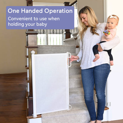 Momcozy Retractable Baby Gate, 33" Tall, Extends up to 55" Wide, Child Safety Baby Gates for Stairs, Doorways, Hallways, Indoor, Outdoor