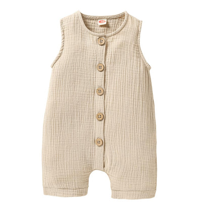 Infant Newborn Baby Boys Girls Cotton Linen Romper Summer Jumpsuit Sleeveless Overalls Clothing Set