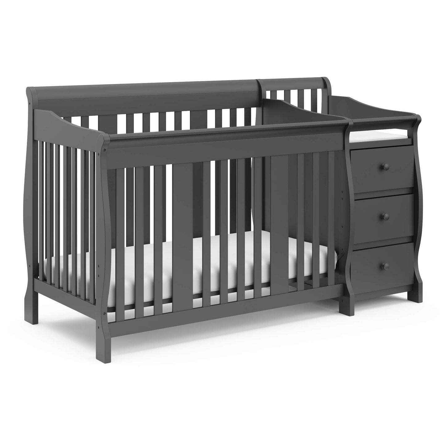 Storkcraft Portofino 5-in-1 Convertible Crib and Changer (Espresso) – Crib and Changing -Table Combo with 3 Drawers, Includes Baby Changing Pad, Converts to Full-Size Bed