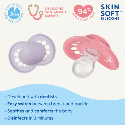 MAM Original Matte Baby Pacifiers, Binky for 6-16 Months, BPA-Free Silicone Nipple, Easy to Clean, Best for Breastfed Babies, Developed with Medical Experts, 2 Count Binkies with Sterilizer Case