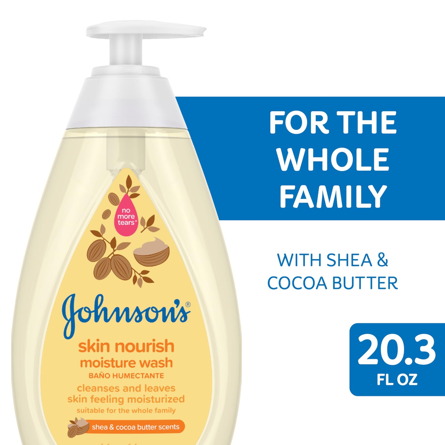 Johnson's Skin Nourishing Moisture Baby Body Wash With Vanilla & Oat Scents, Hypoallergenic & Tear Free Baby Bath Wash, Paraben-, Dye-, Sulfate & Phthalate-Free, 20.3 fl. oz