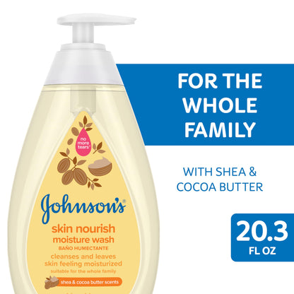Johnson's Skin Nourishing Moisture Baby Body Wash With Vanilla & Oat Scents, Hypoallergenic & Tear Free Baby Bath Wash, Paraben-, Dye-, Sulfate & Phthalate-Free, 20.3 fl. oz
