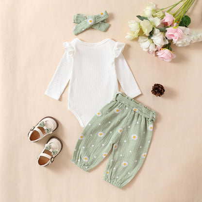Mubineo Baby Girl Clothes Outfits Cute Flower Romper Daisy Pant Fall Winter Newborn Outfit Sets