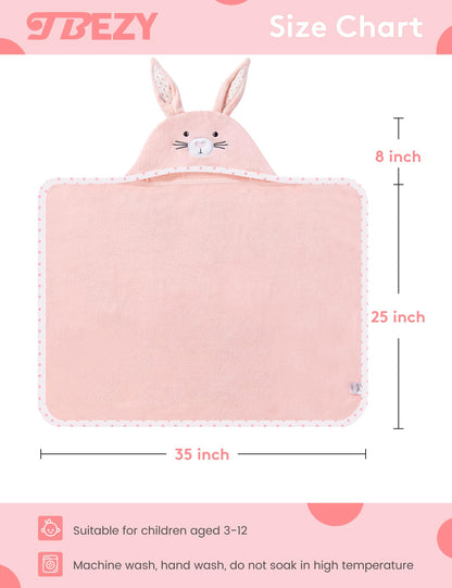 Baby Hooded Towel with Unique Animal Design Ultra Soft Thick Cotton Bath Towel for Newborn (Bunny)