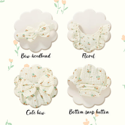 YOUNGER TREE Newborn Baby Girl Clothes Ruffle Sleeve Rompers Infant Backless Floral Jumpsuit Summer Outfits with Headband