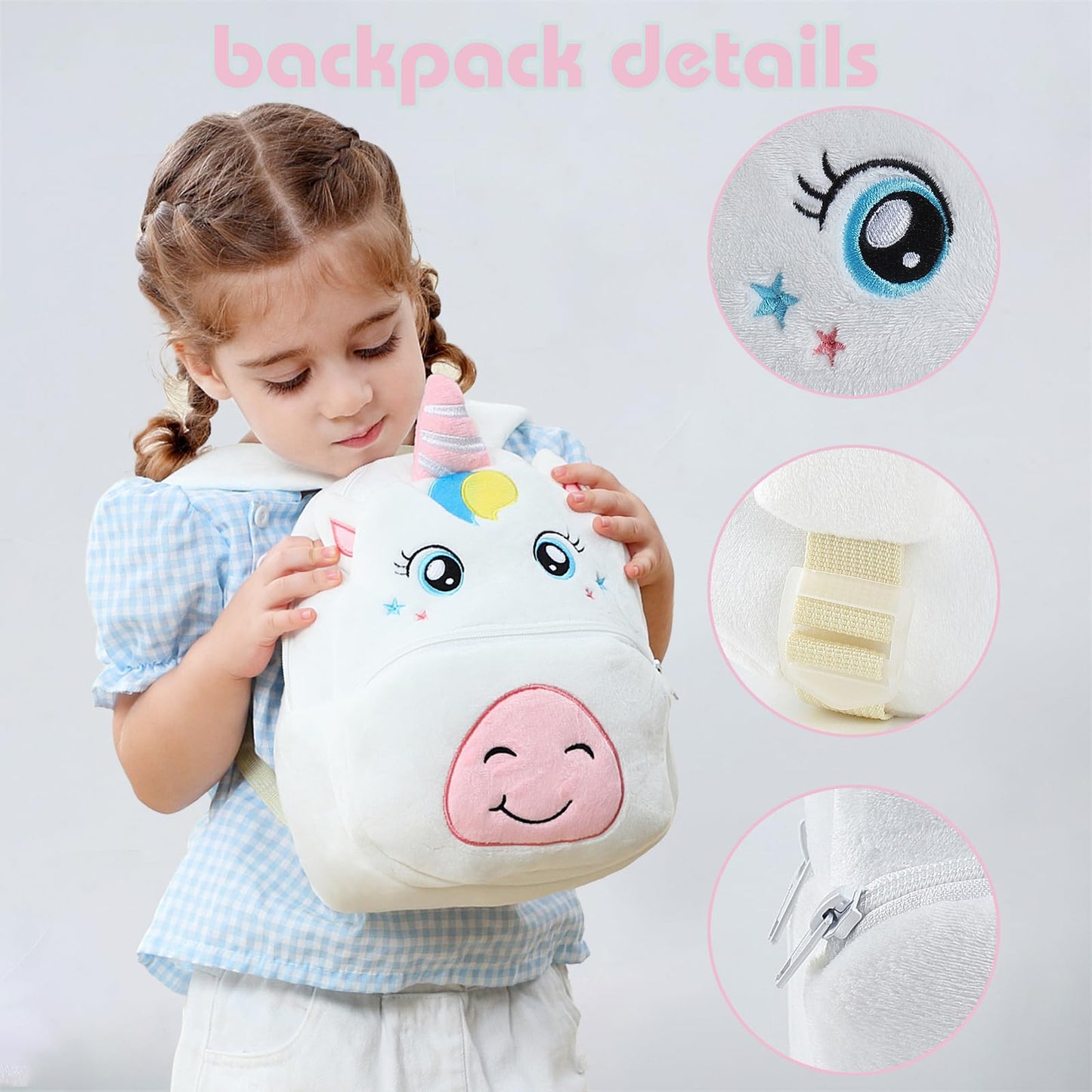 Toddler Backpack for Girls Boys School Small Backpacks Toddler Back Pack Stuffed Animal Backpack Kawaii Kids Mini School Bag Preschool Age 2-4 Unicorn