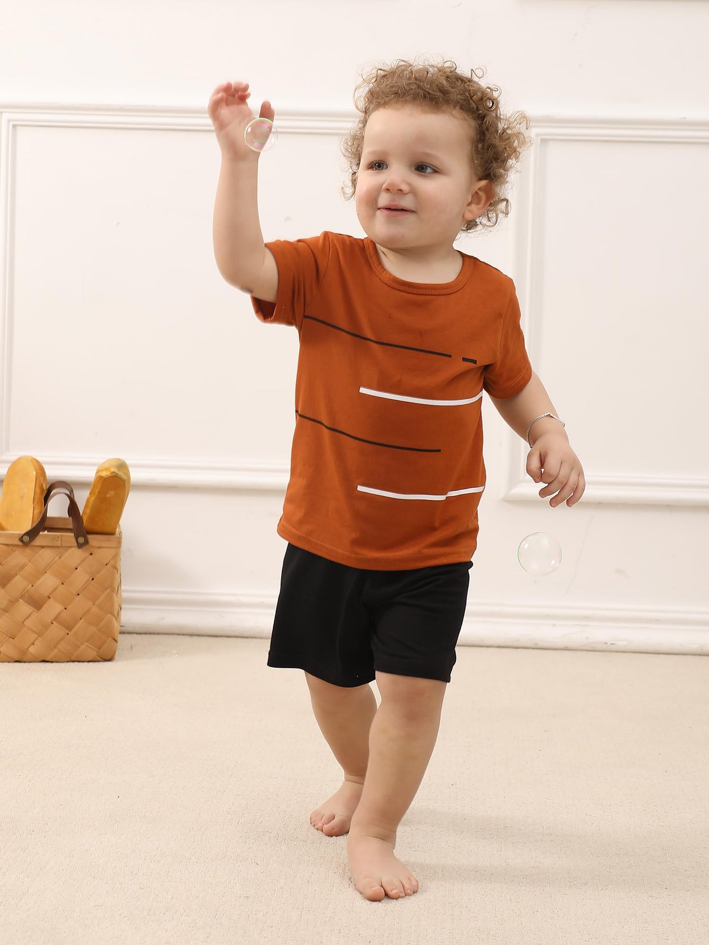 SUREPOCH Baby Boy Clothes Toddler Summer Outfits Short-sleeved Shirt Elastic Pants Two-piece Set Cute Baby Boy Outfits