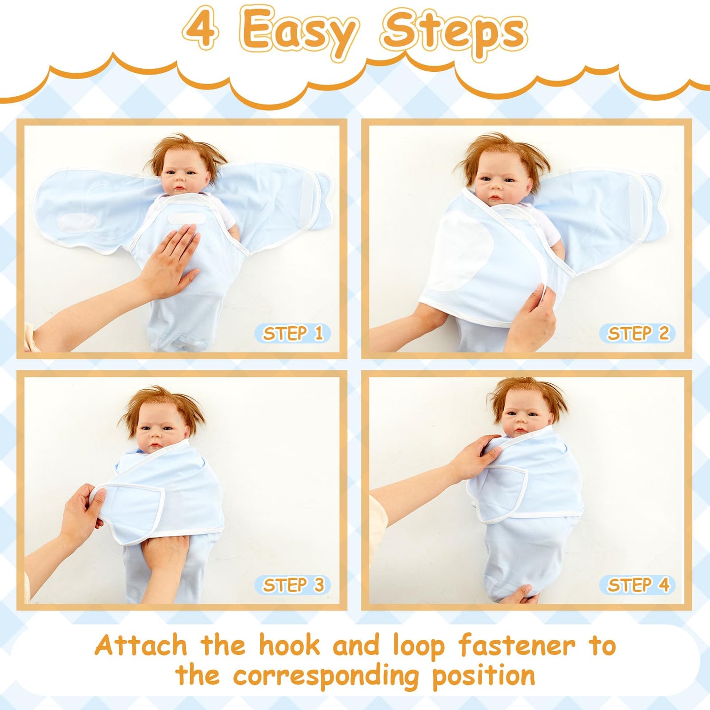 Ramede 6 Pack Baby Swaddle Blanket with Hats Sleep Swaddle for 0-3 Months Newborn Sacks Soft Cotton Wearable for Boy Girl