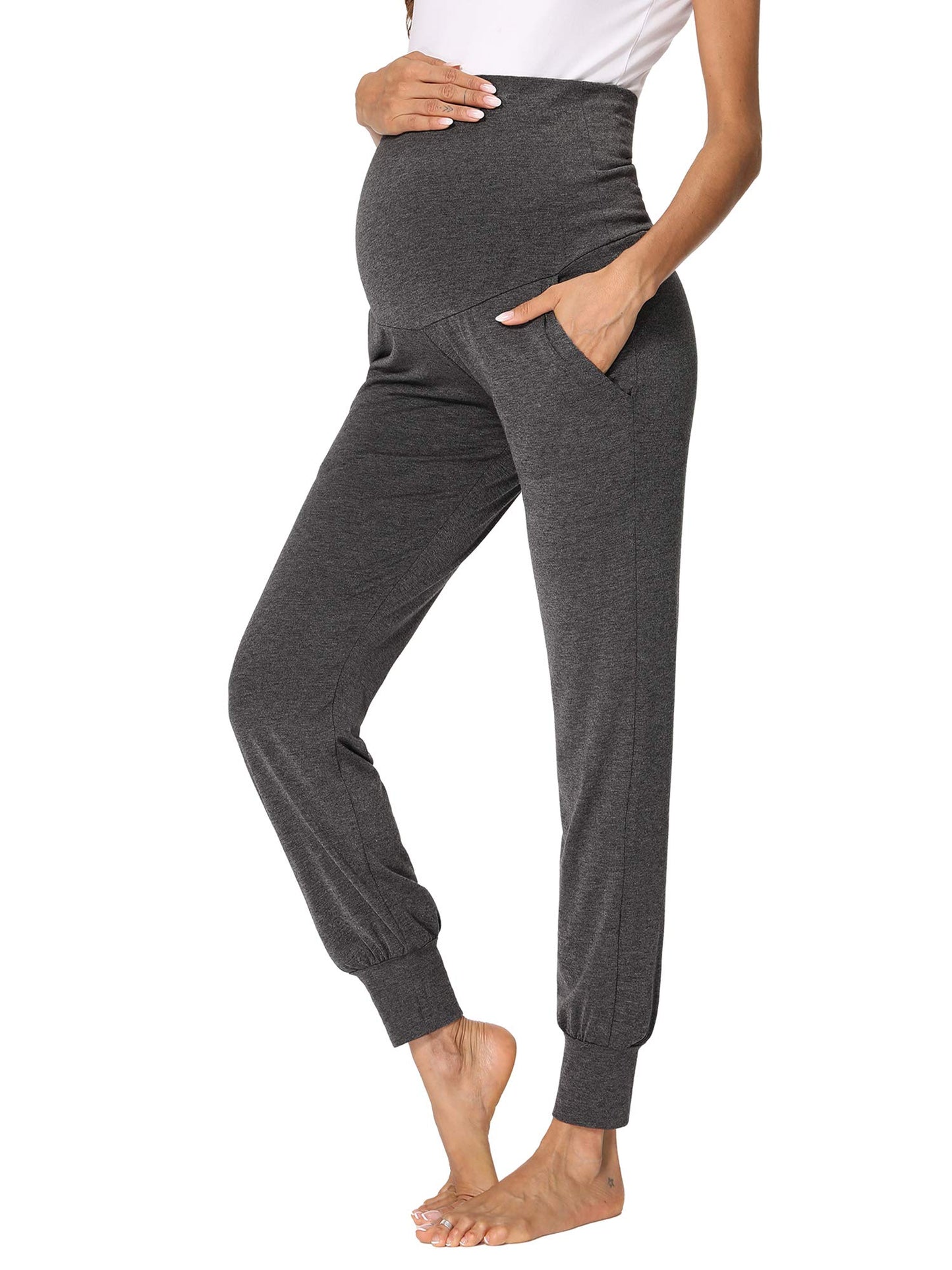 fitglam Women's Maternity Pants Over Belly Lounge Pajamas Clothes Pregnancy Must Haves Joggers with Pockets