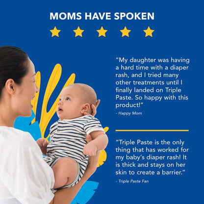 Triple Paste Diaper Rash Cream for Baby - 16 Oz Tub - Zinc Oxide Ointment Treats, Soothes and Prevents Diaper Rash - Pediatrician-Recommended Hypoallergenic Formula with Soothing Botanicals
