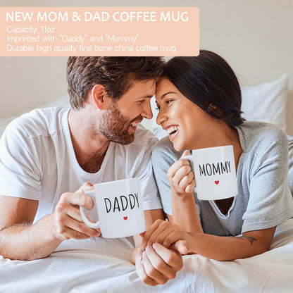 New Mom Gifts for Women, 9pcs Pregnancy Gifts for Expecting Mom, Cute Baby Gifts New Parents Gifts for Couples with Mom and Dad Mugs for Gender Reveal, Baby Shower, First Time Mom Gifts (Blue Gray)