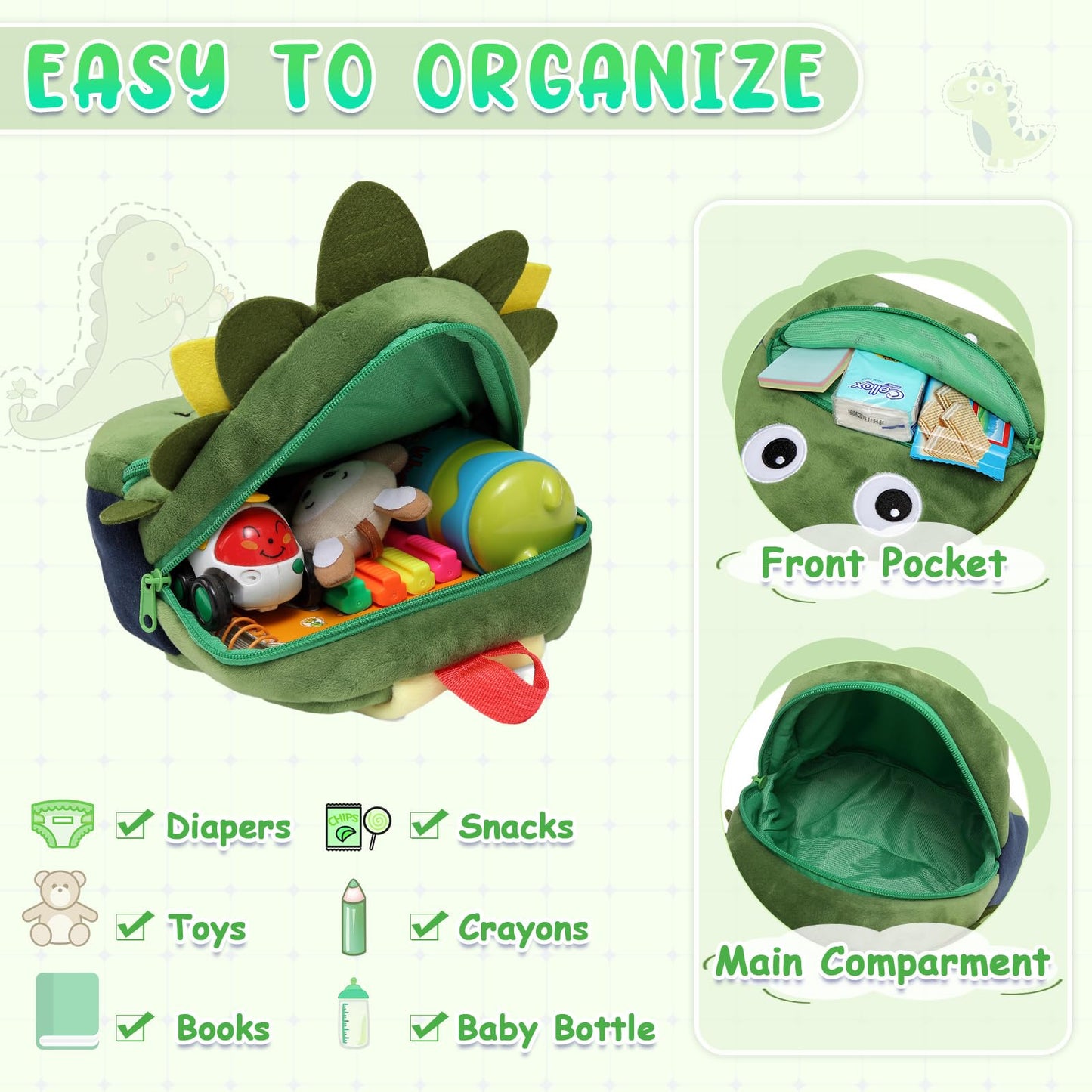 Kasqo Toddler Backpack for Boys and Girls, Kids Backpack Small Cute Animal Soft Plush Mini Backpack for 1-6 Years
