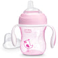 Chicco Transition Sippy Cup with Silicone Spout and Spill-Free Lid 7oz.| Calibration Markings | Removable Handles | Top-Rack Dishwasher Safe | Easy to Hold with Ergonomic Indents | Pink| 4+ Months