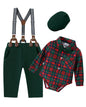 ZOEREA Baby Boy Suit 0-24M Gentleman Outfit Clothes Set Infant Long Sleeve Dress Shirt+Suspender Pants+Bowtie+Beret Hat