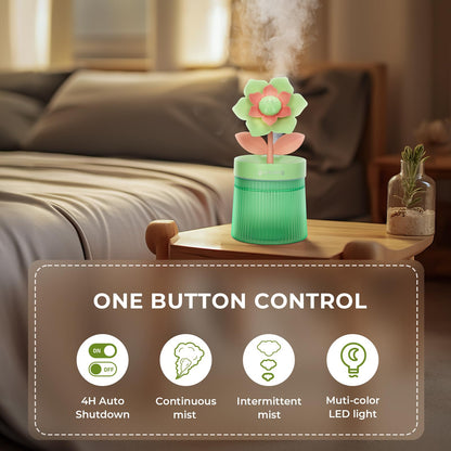 Cute Flower Mini Humidifier, 260ml Gardenia Desktop Humidifiers for Bedroom, Portable Small Cool Mist Humidification for Home, Baby Nursery, Office & Indoor Plants, USB Powered (Pink)