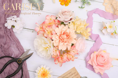 Artificial Flowers Combo for DIY Wedding Bouquets Combo Centerpieces Arrangements Party Bridal Baby Shower Home Decorations-Blush Pink