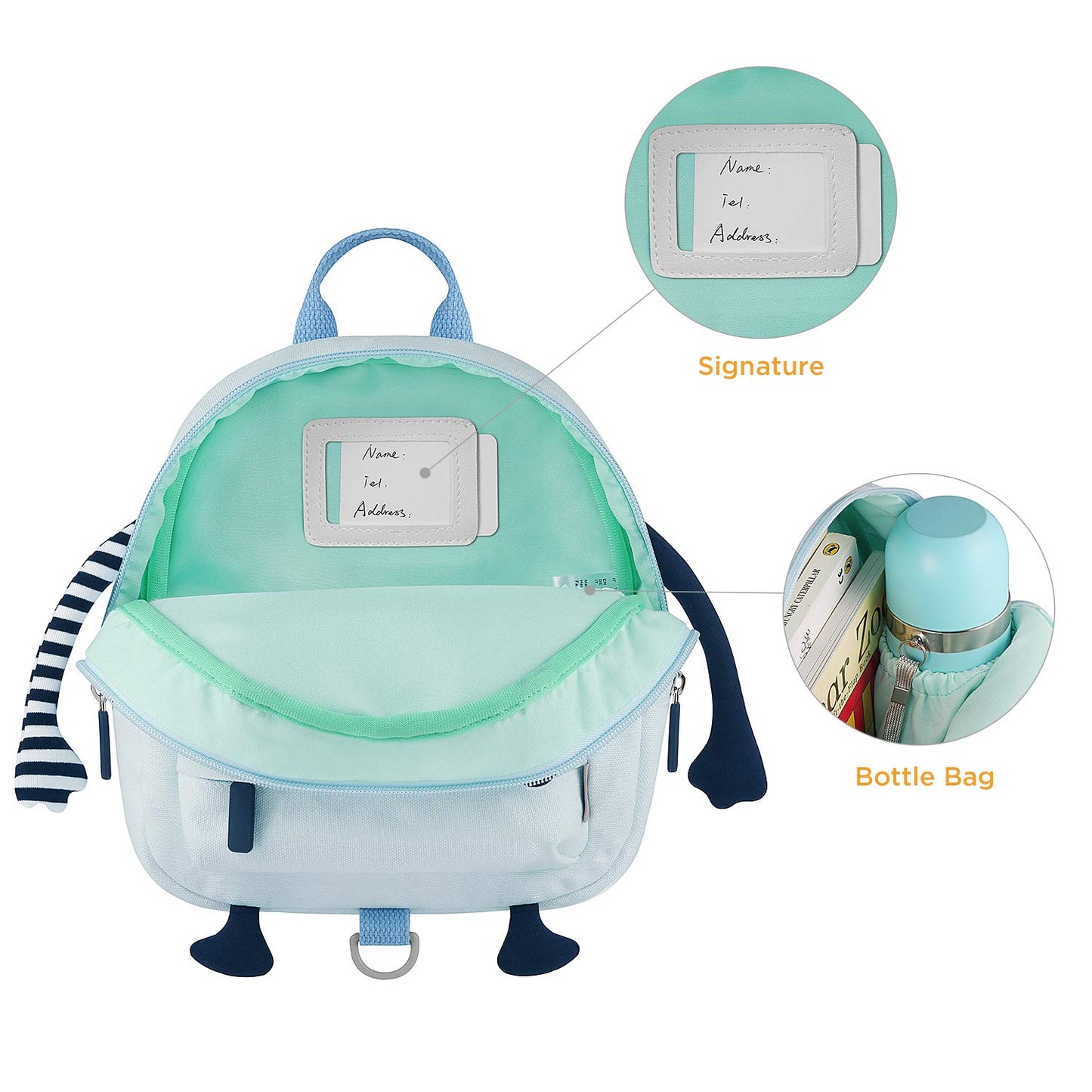 GAGAKU Toddler Backpack with Leash - Mini Kids Backpacks for Boys 2-5 Years Child Safety Backpack 3D Cartoon Animal Anti-Lost Preschool Bags - Blue