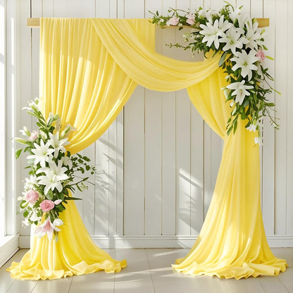 Wedding Arch Draping Fabric 2 Panels 30'' x 18FT Sage Green Sheer Chiffon Arch Drapery for Bridal Shower Backdrop Outdoor Party Church Ceremony