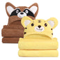 Hooded Baby Towels Boy for 0-6 Years, 50"x 32" Extra Large Toddler Bath Towels with Hood for Boys & Girls, 2-Pack Absorbent Thick Soft Gift for Kids Yellow Lion & Orange Monkey