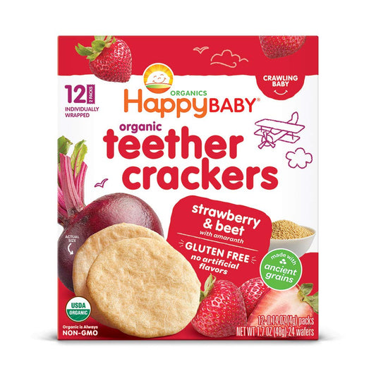 Happy Baby Organics Teether, 3 Flavor Variety Pack, 12 Count (Pack of 3)
